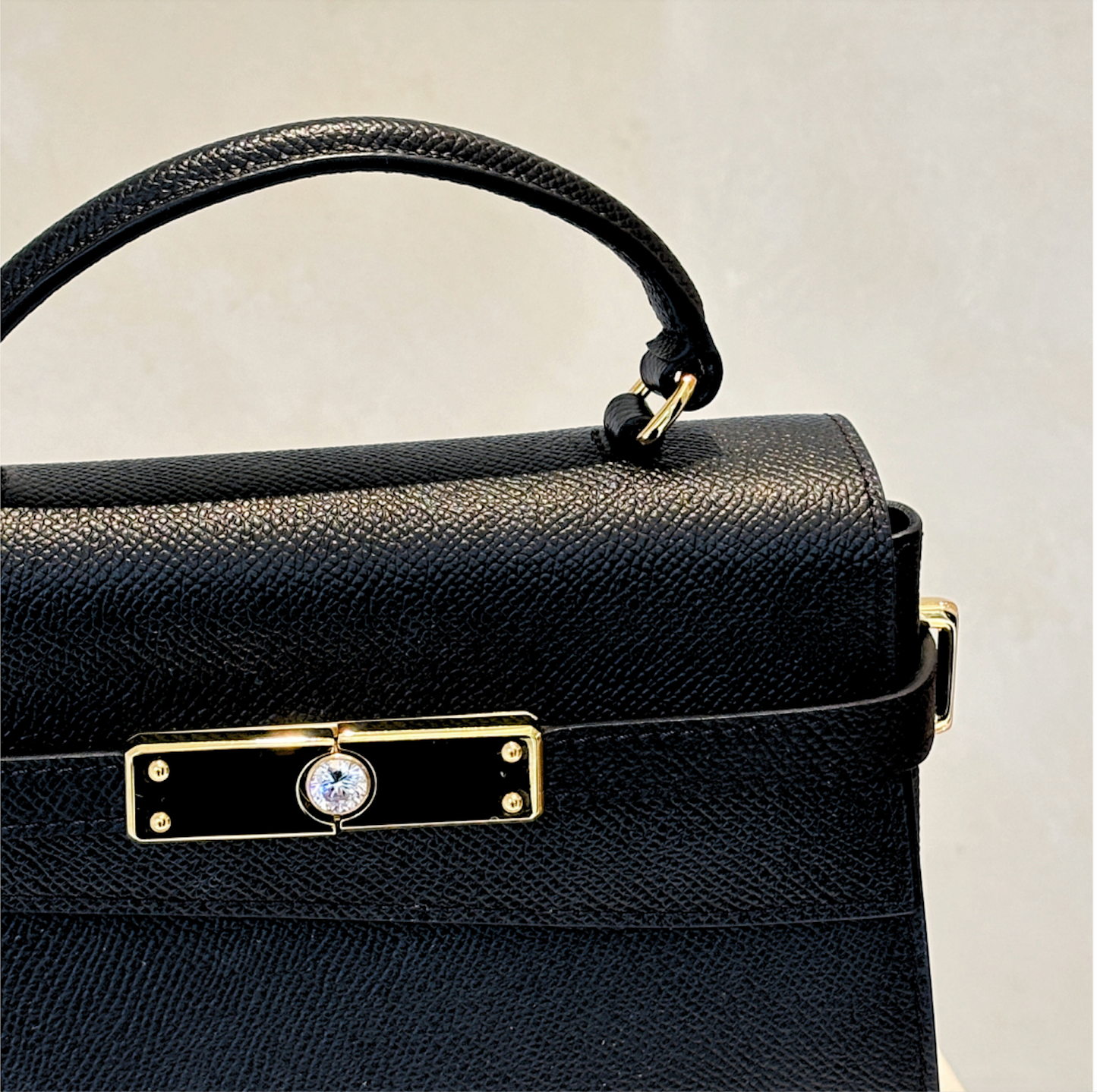 Black Top Handle Leather Bag