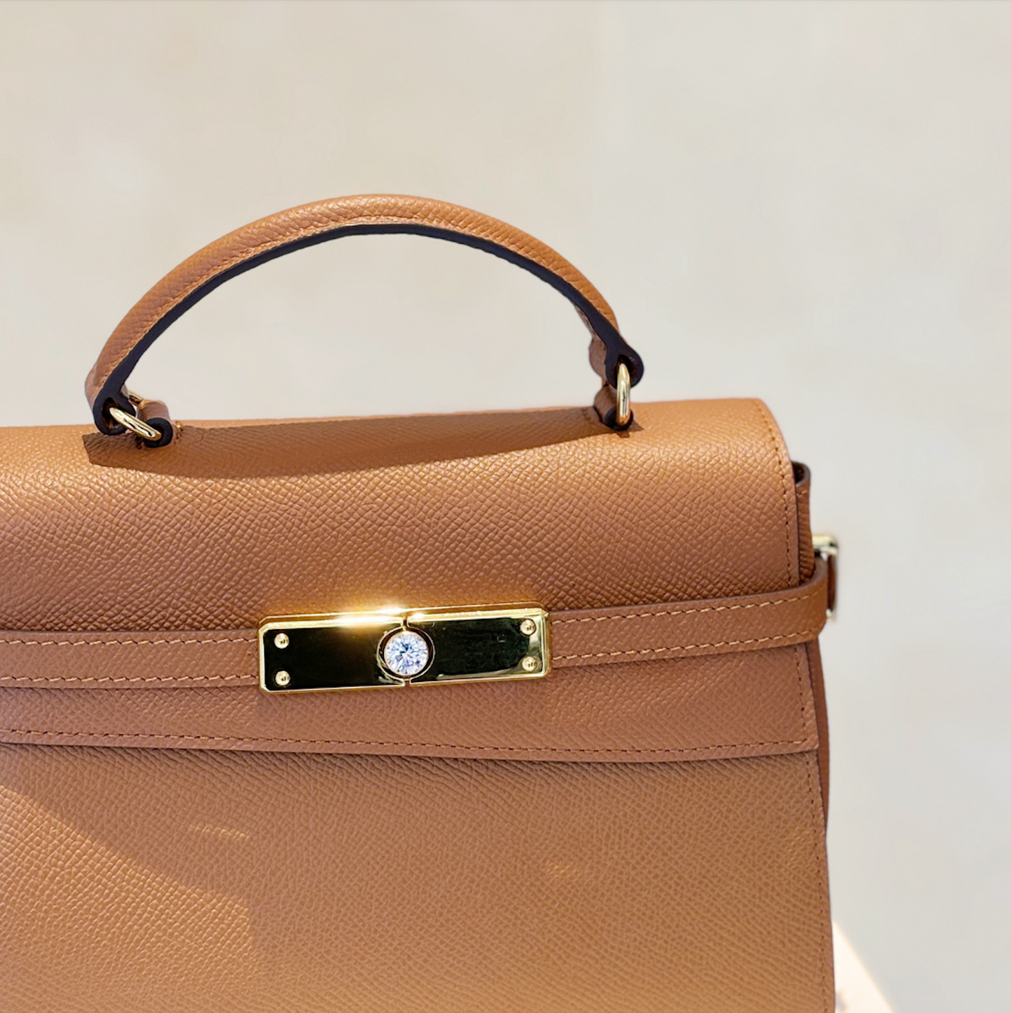 Caramel Top Handle Leather Bag