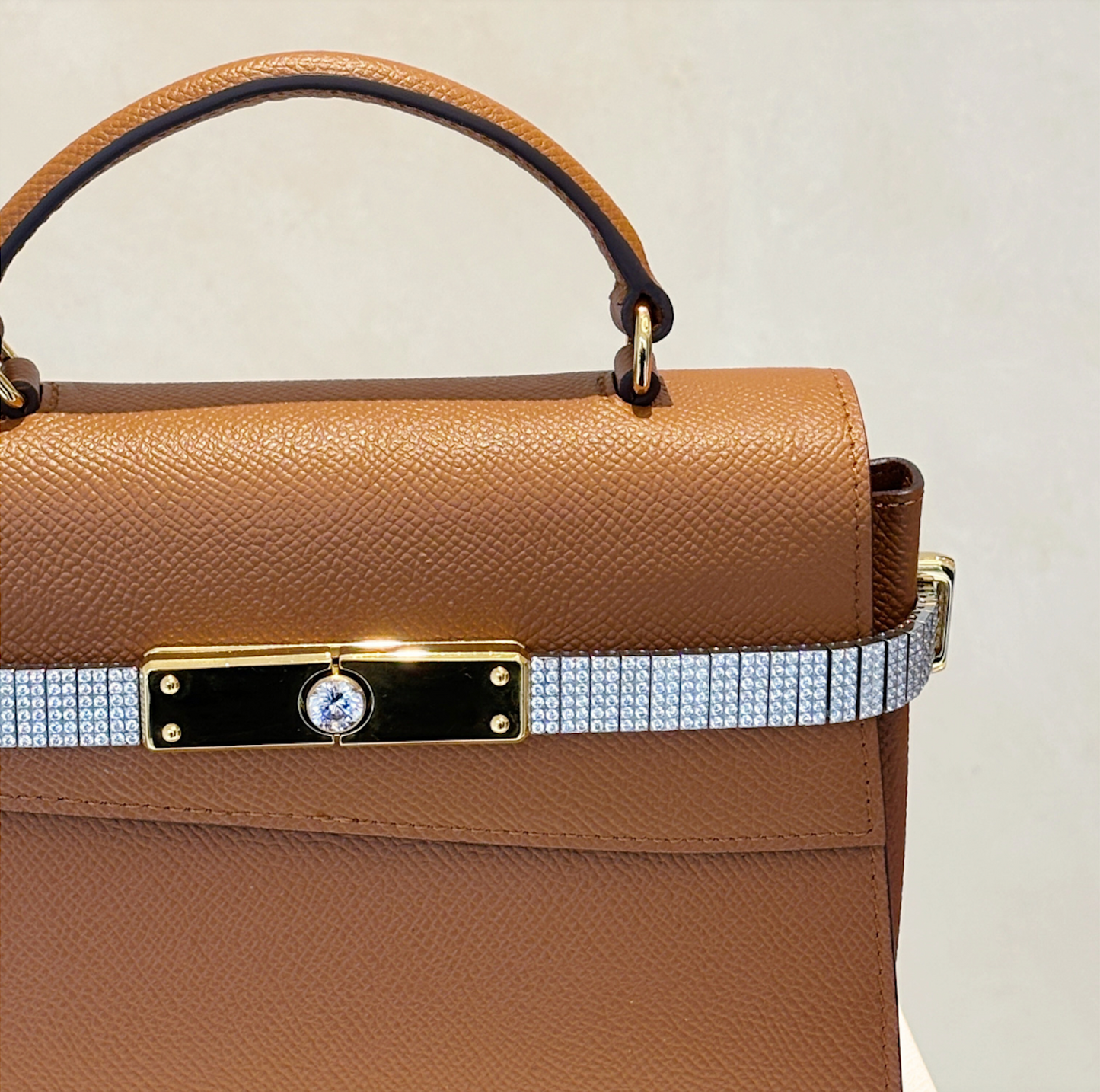 Caramel Top Handle Diamanté Bag