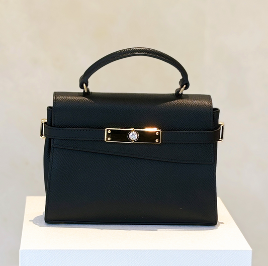 Black Top Handle Leather Bag